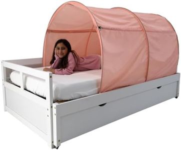 AIR FORT Original DreamFort - Pop Up Portable Twin Bed Canopy - Glow in The Dark Stars (Pretty in Pink)