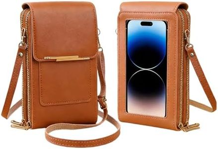 2026 New Women's Touch Screen Mobile Phone Messenger Bag Key Change Bag, 2‑in‑1 Anti-Theft Leather Bag for Women (Brown)