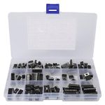 150Pcs Integrated XL IC Chip Assortment Kit Opamp Oscillator IC Chip and Sockets Assorted Set for Electronic Equipment