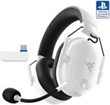 Razer BlackShark V2 Pro Wireless PlayStation Gaming Headset: 50mm Drivers - Super Wideband Mic - Plush Noise Isolating Earcups - for PS5, Console, PC, Mac - Bluetooth, USB-C - 70 Hr Battery - White
