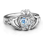 Sterling Silver Personalized Caged Heart Celtic Claddagh Ring by JEWLR CANADA