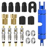 Flintronic Presta Valve Core Set, 18PCS Presta Valve Core Replacement Set Included Brass Presta Valve Adapter & Valve Core Remover Plastic Caps Rim Nuts, Valve Core Remover Tool Kit for Bicycles