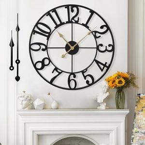 Mee 2ou Large Wall Clock For Living Room - 60CM Silent Non-Ticking Metal Wall Clocks Battery Operated, Vintage Decorative Modern Wall Clock For Bedroom, Kitchen, Office, Farmhouse Decor