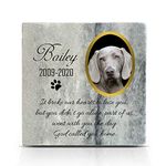 TULLUN Personalised Memorial Grey Marble Natural Stone Plaque For Pet Cat Dog Frame Paw Grave Marker - Photo - Size | 4" x 4" or 10 x 10 cm|