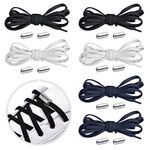 ZGTS 6 Pairs No Tie Shoe Laces，Elastic Shoe Laces with Metal Buckles Shoelaces No Tie Shoe Laces for Kids and Adults Adjustable Laces Elastic Laces For Trainers Walking Hiking Shoes