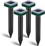 Mole Repellent Solar Powered 4 Pack, Waterproof Gopher Repellent Ultrasonic Solar Powered for Lawn, Vole Repellent Chipmunk Repellent Outdoor, Groundhog Chipmunk Repeller, Snake Repellent for Yard