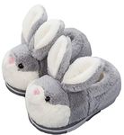 LANFIRE Rabbit cotton shoes Bunny slippers home slippers Warm plush slippers animal slippers shoes for women (Grey shoes, 6/7, numeric_6)