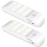 Motion Sensor Lights Indoor, 2 Pack Rechargeable LED Night Light with 3 Modes (AUTO/ON/Off), Stick-On Cupboard Light with Magnetic Strips for Wardrobe, Bedroom, Stair, Cabinet, Kitchen, Hallway