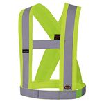 Pioneer Adjustable Lightweight Premium High Visibility Safety Vest Sash, Reflective Stripe, Yellow, V1040460-O/S