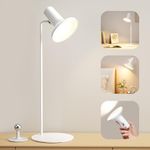 HAILOLY LED Desk Lamp,Rechargeable Table Lamp with USB Port,Metal Material,Cordless/Dimmable/3 Color Temperatures/360° Rotation/Memory Function,Reading Light for Office Home Bedside(White)