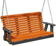 Poly Lumber Wood 5FT Porch Swing Amish Craftsmandship Made in USA HDPE with No wood fibers and 1000 lbs Limit. Stainless Steel Hardware.Signature Rollback design for Patio Outdoor Backyard Garden Park
