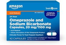 Amazon Basic Care Omeprazole and Sodium Bicarbonate Capsules, 20 mg/1100 mg, 24-Hour Frequent Heartburn Medicine, Acid Reducer Pills, 42 Count