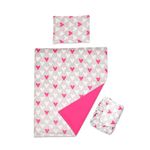 Baby Comfort 3 piece set Duvet Cover Pillowcase and Fitted Sheet for 83x50 cm Co-Sleeper Crib (Pink Hearts)