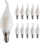 BELINGGO E14 Dimmable LED Candelabra Bulbs 4W, 2700K Warm Soft White 400LM, LED E14 Edison Screw Candle Bulb, C35 Frosted Glass Flame Shape Bent Tip, Pack of 10