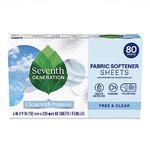 Seventh Generation Fabric Softener Sheets, Free and Clear, 80-Count