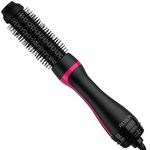 Revlon RVDR5292F One-Step™ Root Booster with Ionic Technology, 1.5 Inch Round Brush Ionic Hair Dryer, Hair Styler, 3 Heat/Speed Settings, Travel Friendly, All Hair Types, Less Frizz, Shiny Hair, Black