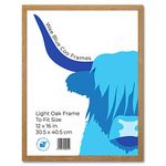 Wee Blue Coo 12x16 Light Oak Wooden Picture Frame 12 x 16 Inch (30.5 x 40.7cm) Acrylic Safety 'Glass' Photo Frame