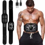 HOERCAAL Abs Stimulator, Portable EMS Abdominal Muscle Toner for Home and Office Fitness, Strength Training - Black