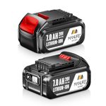 MANUFER DCB200 7.0Ah Replacement for Dewalt 18V/20V MAX DCB200 DCB180 DCB181 DCB182 DCB184 DCB201 Lithium-ion Battery Cordless Power Tools 2Packs