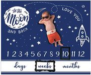 Baby Monthly Milestone Blanket for Baby Boy & Baby Girl - Love You to The Moon and Back Photo Blanket