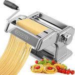 Nuvantee Pasta Maker Machine, Manual Hand Press, Adjustable Thickness Settings, Noodles Maker with Washable Aluminum Alloy Rollers and Cutter, Perfect for Spaghetti, Fettuccini, Lasagna