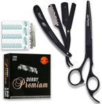 Equinox Professional 6.5 inch Hair Cutting Scissor + Razor Set (Black)