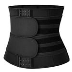 MISS MOLY Waist Trainer for Weight Loss Corset Workout Waist Trimmer Tummy Cinchers Sweat Sauna Sport Girdle Belts, Black( 2 Belt+hook Eye, 9 Steel Bones), Medium