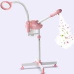 Niudage 2 in 1 Professional Facial Steamer,Hot Ozone Facail Steamer with 5X Magnifying Lamp,Timable Thermal Mist Face Steamer on Wheels,Pink Facial Steamer for Home/Beuty/Salon