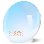 IKHDCYH Sunrise Alarm Clock, Wake Up Light/Sunlight Lamp with Dual Alarm Clocks & Snooze Function 20 Brightness Levels and 7 Colors Light Alarm Clock, Sunrise Lamp 7 Natural Sounds with Charging Port