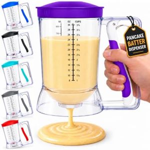 Eggssentials – Batter Dispenser Mess-Free, Squeeze Handle, Cupcakes, Waffles & More – Durable, Easy-Pour Pancake Dispenser Bottle for Smooth Baking