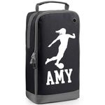 Personalised Girls Football Boot Bag Shoe Bag Sports Bag Personalised with Name Footballer Design Sports Personalised Girls Football Boot Bag Personalised Girls Football Boot Bag Sports Gift Black