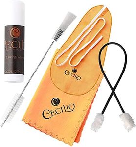 Cecilio Flute Care Kit - Complete Flute Maintenance Kit, Includes Swabs, Grease, Polishing Cloth and Key Brush - Flute Cleaning Kit