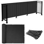 E&K Sunrise 3' x 12' Balcony Privacy Fence Screen Cover with Zip Ties Outdoor Screen Fence UV Protection for Deck Patio Backyard Apartment Pool Porch (Black)