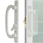 ACEPLANET Offset Position Non-Keyed Sliding Patio Door Handleset with Mortise Lock, 45° Keyway, 3-15/16" H.C., Fits 1-3/8" to 2-1/4" Thick Doors, No-Handed, White Diecast