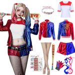 Amycute Quinn Costume for Women Girls, Quinn Costume Adults Kids Include Jacket T-Shirt Shorts Glove Halloween Carnival Cosplay Outfits Fancy Dress