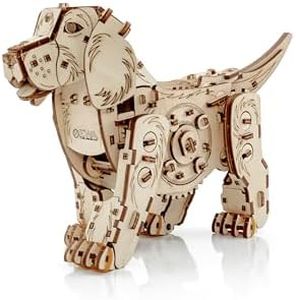 EWA Eco-Wood-Art-Puppy Perro 3D mecánico de Madera-Puzzle para Adultos y Adolescentes-Montaje sin pegamento-246 Piezas, Color Naturaleza
