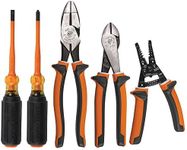 Klein Tools 94130 1000V Insulated Screwdriver Tool Set with #2 Phillips and 1/4-Inch Cabinet Slim Tips, 2 Pliers and Wire Stripper