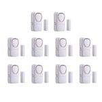 Mengshen Window Door Alarms 10 Pack, Magnetic Sensor Home Security System Wireless Anti Theft Alert Chime with 4 Working Modes DIY Installation Battery Included