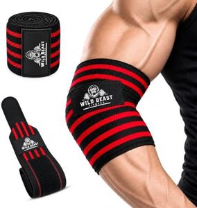 Elbow Wraps for Weightlifting, 41" Adjustable Strap for Gym Powerlifting | Stretchable Nylon Elbow Wraps (1 Pair) with Compression Brace for Bench Press - Ideal for Weightlifting Men Women