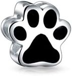 Black Shape Best Friend Cat Puppy Kitten BFF Pet Dog Lover Paw Print Charm Bead For Women Teen .925 Silver Fits European Bracelet