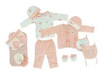 My Tiny Wear Full Sleeves New Born Baby Gift Set, Infant Clothing Gift Set, essentials kit, Cotton Set, Suit Set, Just born, Dress, Boy, Girls, 14 Pieces | Items | products, 0-3 Months (Pink)