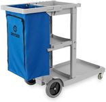 Dryser Commercial Janitorial Cleaning Cart on Wheels - Housekeeping Caddy with Shelves and Vinyl Bag