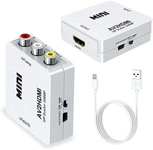 Tobo RCA to HDMI Converter 1080P Mini CVBS to HDMI Composite Video Audio Converter AV to HDMI Converter Supports NTSC PC Laptop Xbox PS4 PS3 TV STB VHS VCR Camera DVD-White(AV to HDMI)