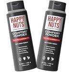 Happy Nuts Comfort Powder Deodorizing Powder for Men | Anti-Chafing, Sweat Defense & Odor Control (2 Pack, Unscented)