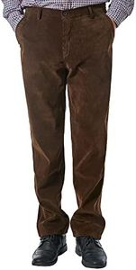Alimens & Gentle Men's Corduroy Pant Straight Fit Flat-Front Casual Chino Pants, Brown, 30W x 30L