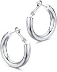 wowshow Silver Hoop Earrings for Women Chunky Silver Hoops Lightweight Thick Hoop Earrings for Women 22mm