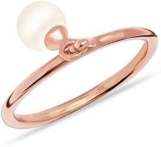 LeCalla 925 Sterling Silver Rose-Gold Plated Pearl Rings for Women, Girls, sterling-silver, No Gemstone