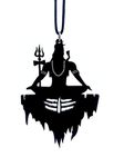 Clean & Clever Car Logo Lord Shiva on Mount Kailash with Tilak Hanging Spiritual Ornament Decor for Rear View Mirror, 4" inch Height (Black)