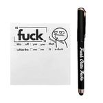 Fresh Outta Fucks Pad and Pen,Funny Sticky Notes Office Supplies,Desk Accessories for Friends Funny Christmas Gifts for Men Women (Black)