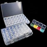 3 Pack 28 Grids Plastic Organizer Box Craft Storage,Diamond Painting Organizer,5D Diamond Embroidery Accessories Containers for Art Craft,Nail Diamonds,Bead,Seed Storage